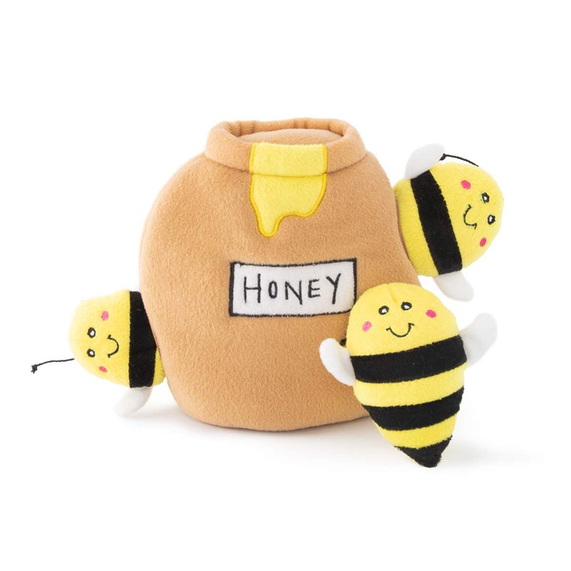 ZippyPaws Burrow- Interactive Dog & Puppy Toys for Boredom, Stimulating Pet Products to Keep Them Busy, Hide & Seek Plush Puzzles, Squeaky Toy for Enrichment, for Small & Medium Dogs- Honey Pot - Image 1